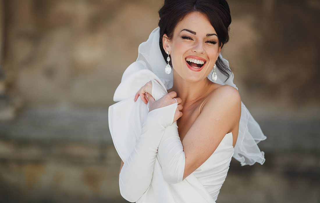 Happy bride on her wedding day