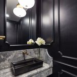 Slider Thumbnail: Black marble powder room in home in Springfield MO