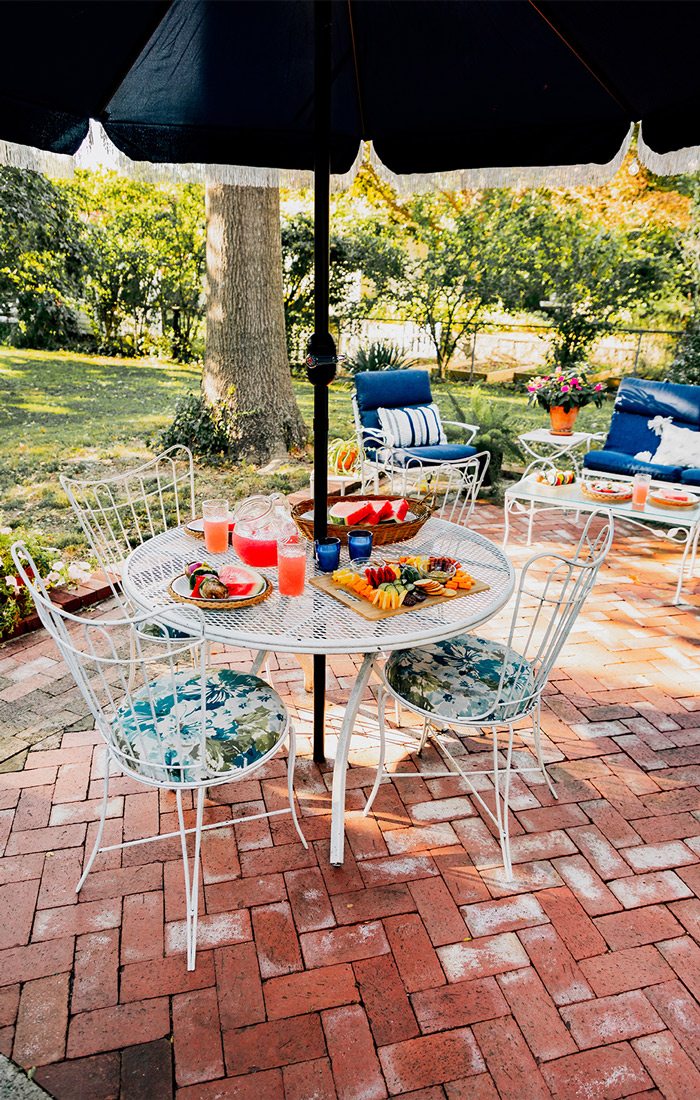 Tableset on back yard patio