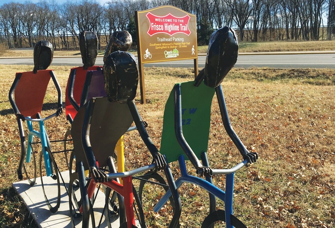 Outdoor art on cycling trail in southwest Missouri.