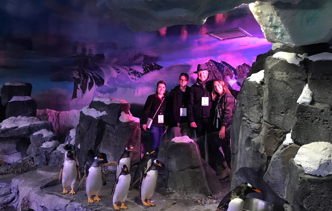 417 Magazine team at Wonders of Wildlife penguin exhibit