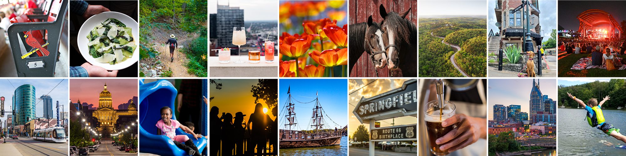 Banner collage of southwest Missouri getaway destinations