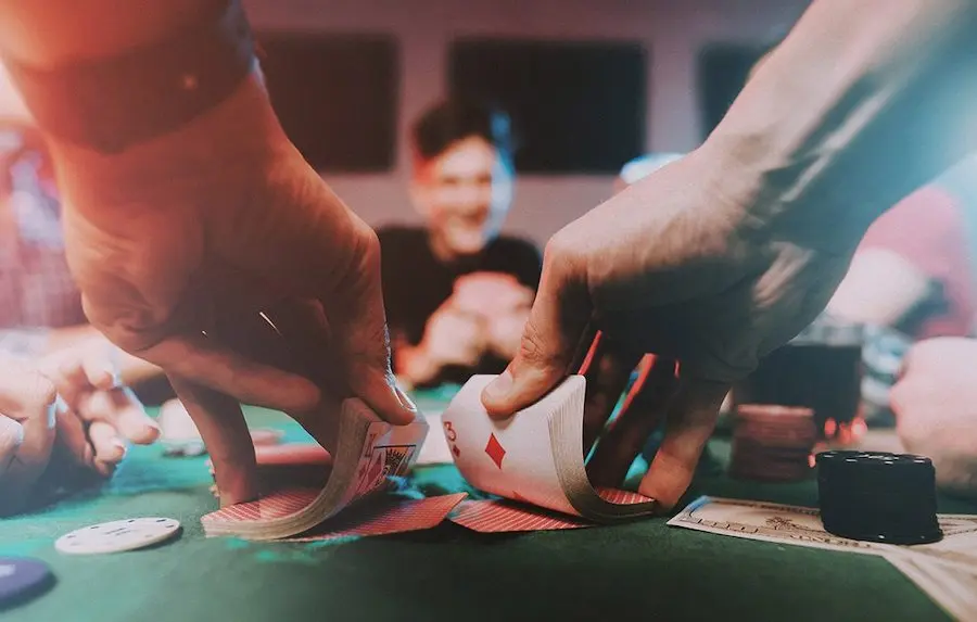 Shuffling cards at a casino