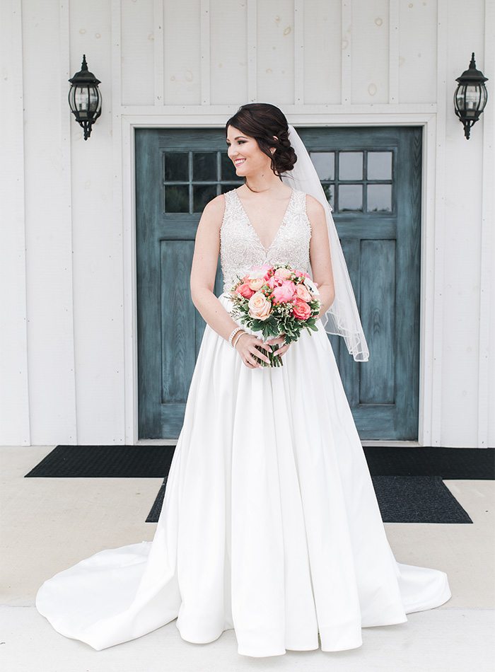 bride with a colorful bouquet