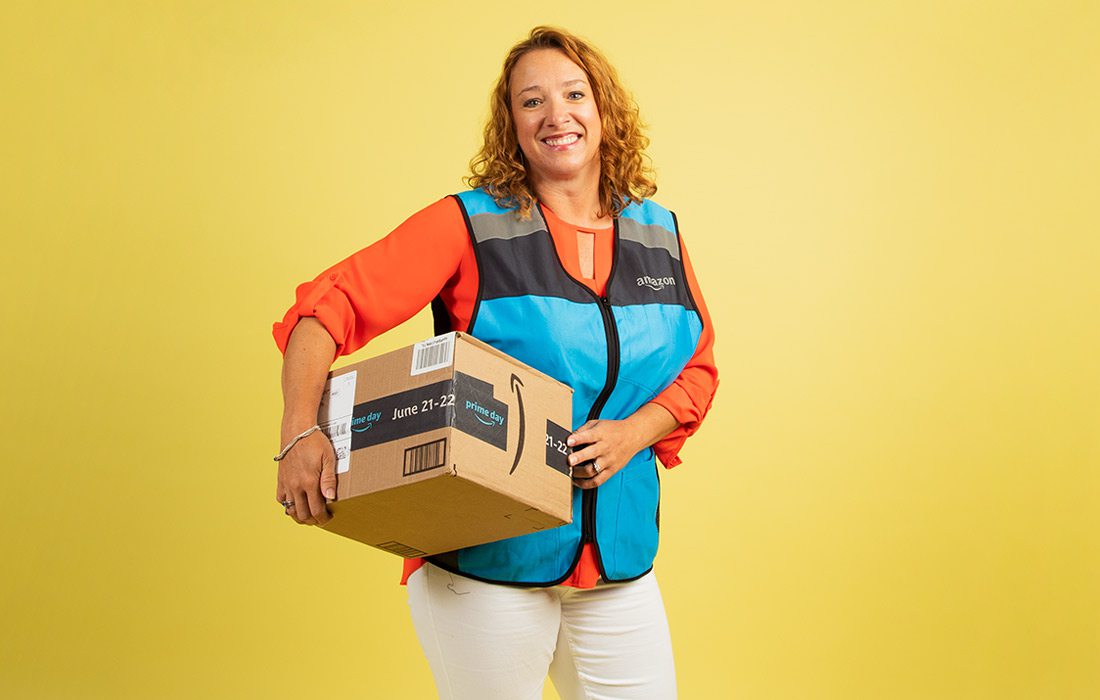Amazon delivery yellow background