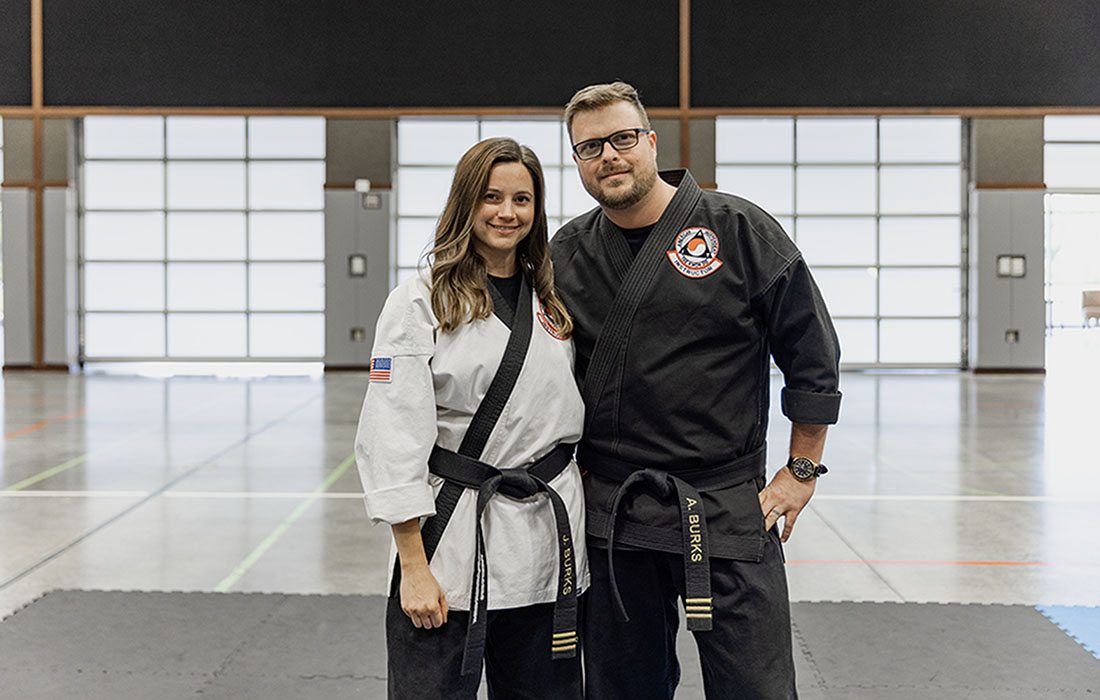 Jenna and Aaron Burks in their doboks.