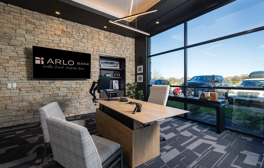 Seating in office at Arlo Bank HQ.