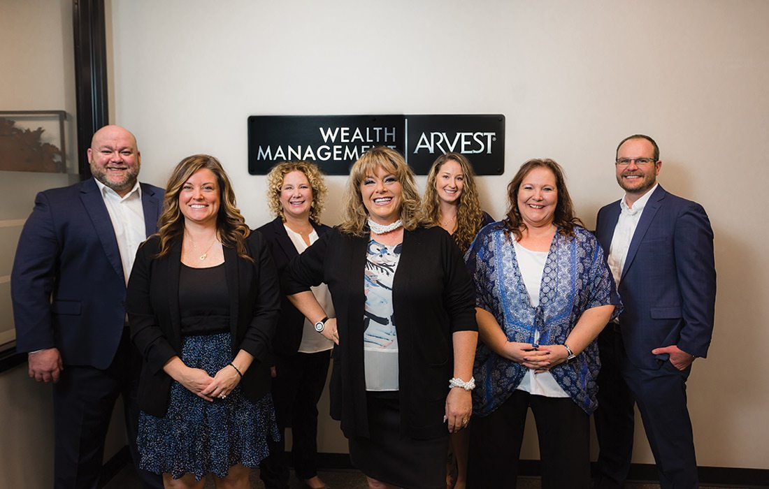 Senior Vice President and Trust Wealth Advisor for Arvest Wealth Management Justin Giles, Sarah Russell-Frossard, Robin Cole, Tracy Barnas Jaice Cahill, Sandy Terrell, Randy Lyons