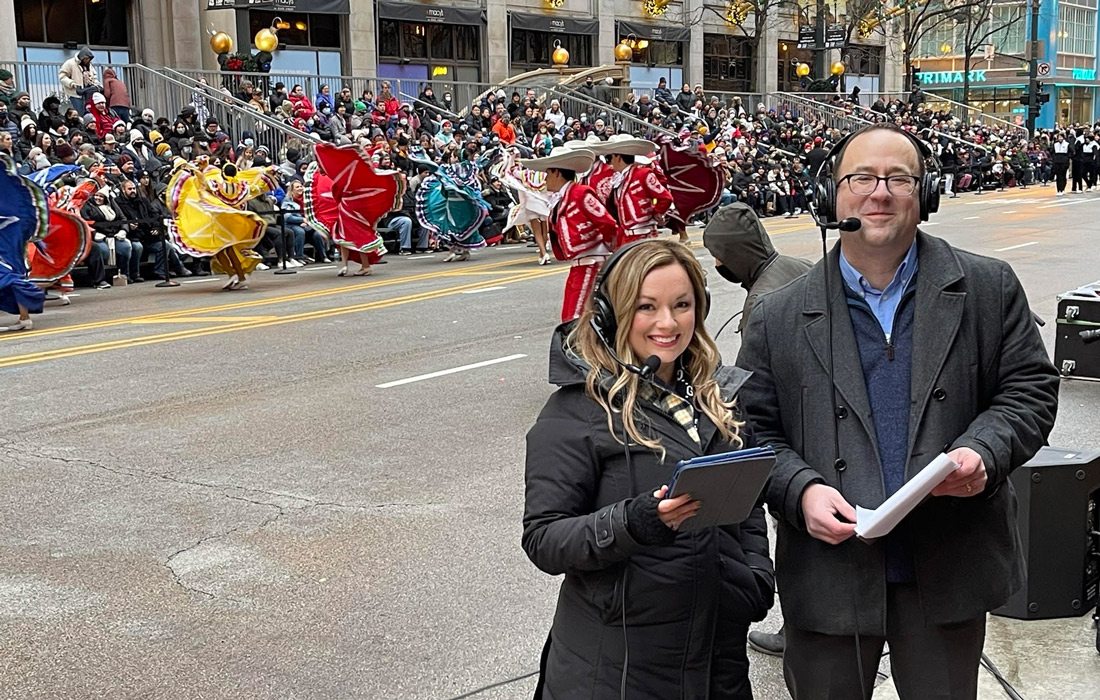 Ashley Berry reporting at the Chicago Thanksgiving Parade