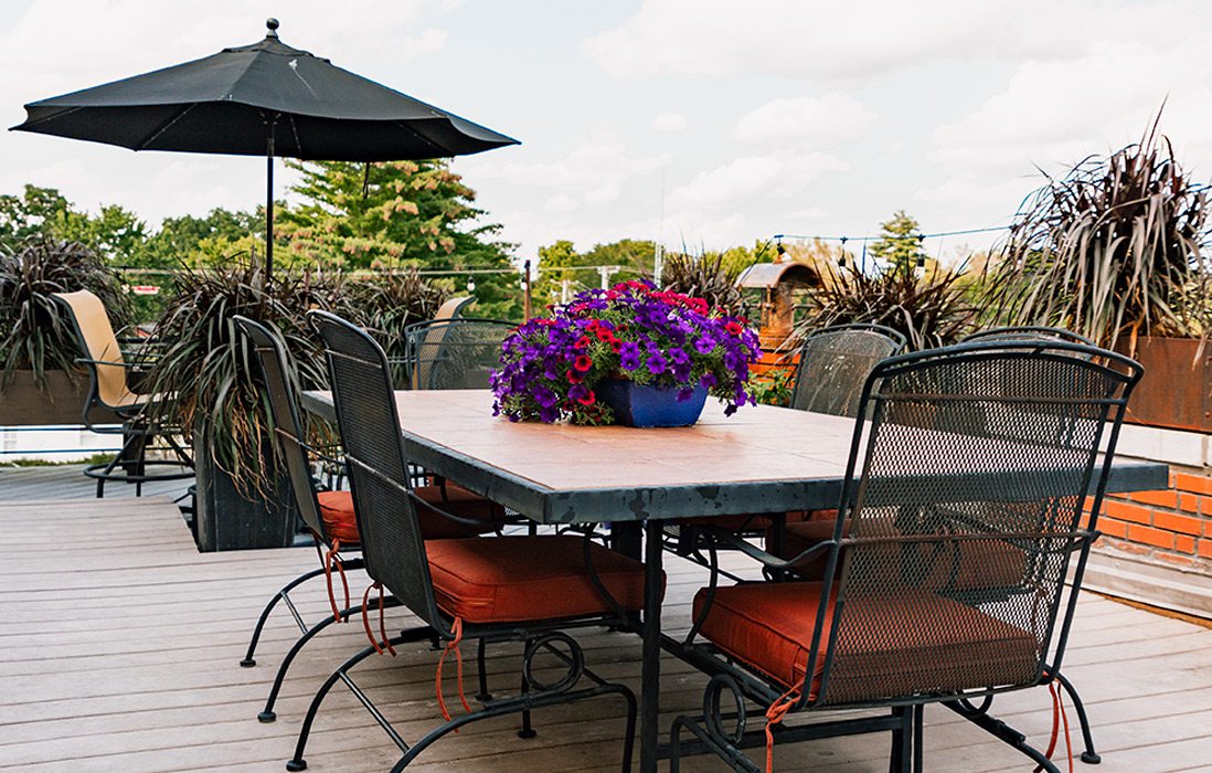 outdoor table on rooftop