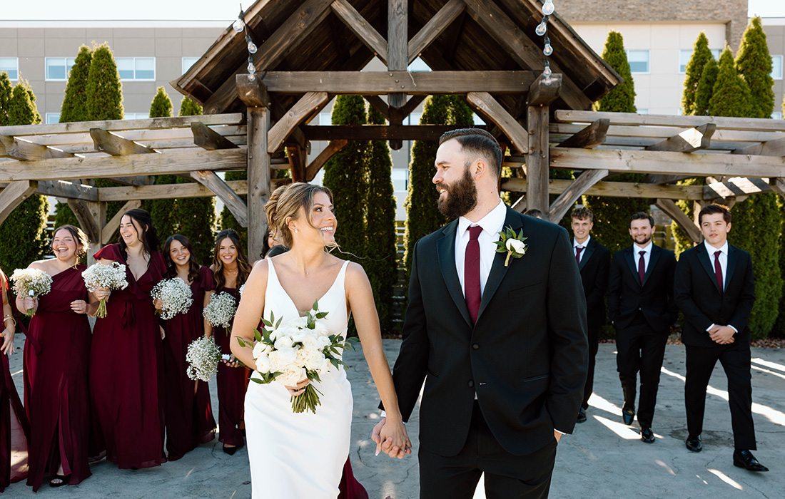 A newlywed couple at The Barley House.