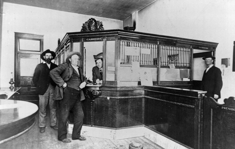 Black and white photo of Ozark Bank