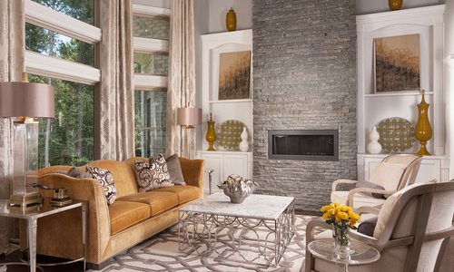 This beautiful living room in Springfield MO incorporates a mixture of metals.