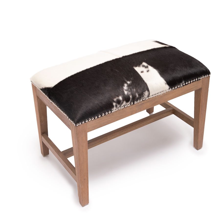 Houston Cowhide bench from Obelisk Home