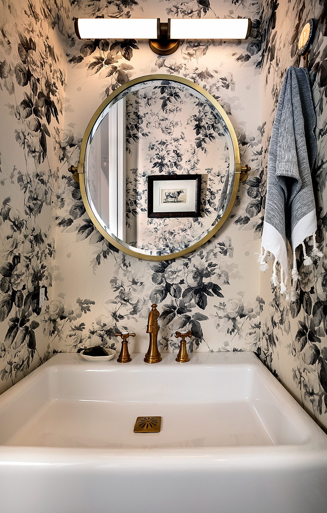 Bold Wallpaper In A Tiny Farmhouse Powder Room