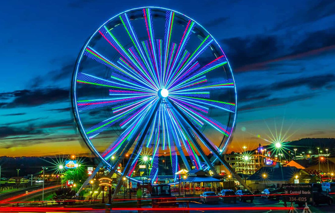 The colorful Branson Ferris Wheel  located in Branson, MO.