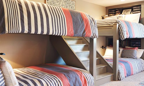 four bunk beds in a room