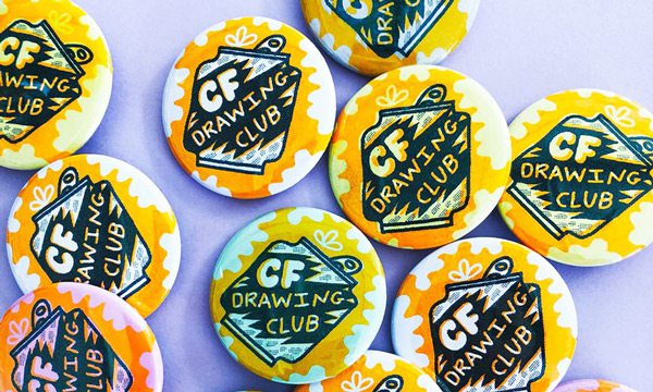 Culture Flock Drawing Club badges.