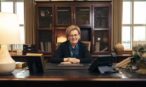 Evangel University President Carol Taylor in her office