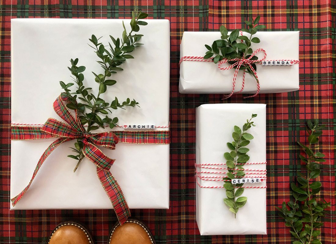 Red and white Christmas wrapping