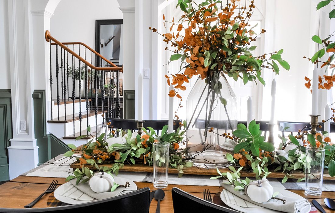 Fall tablescape design by Cassie Goodman and Sadie Lish of Clover Lane blog