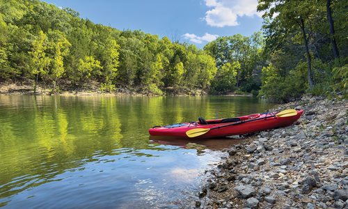 Boat on a shore at Mill Creek