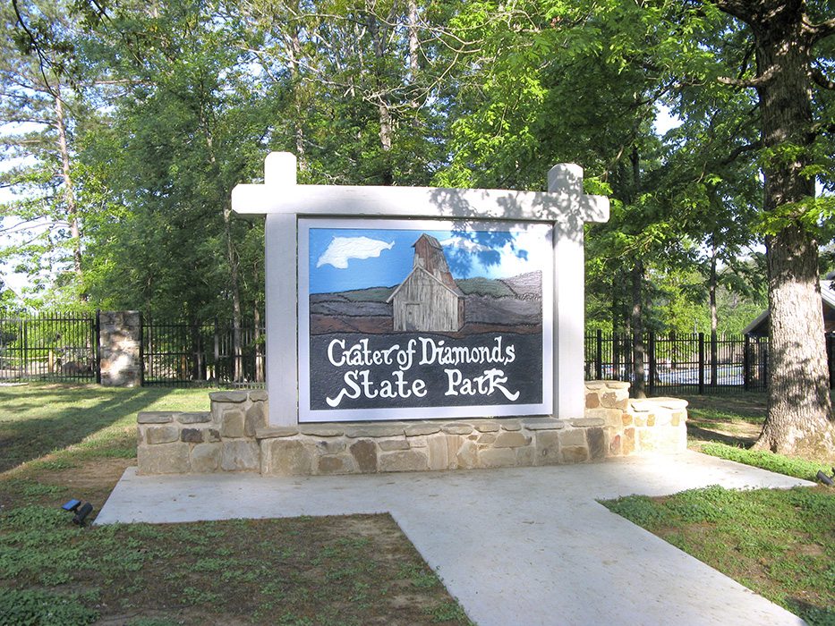 Stock photo of Crater of Diamonds State Park sign