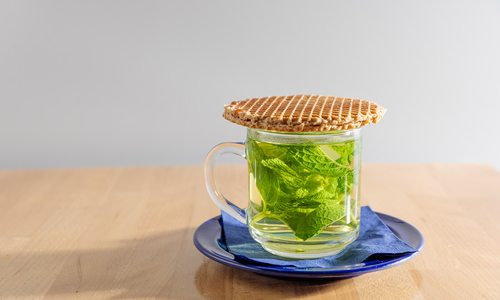 Sip This Hot Mint Tea Topped with a Stroopwafel
