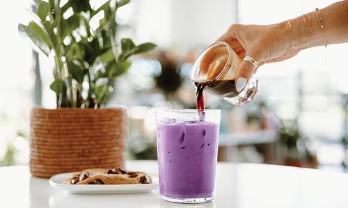 Try the Purple Haze Latte from Urban Grounds Coffee + Plant Lab