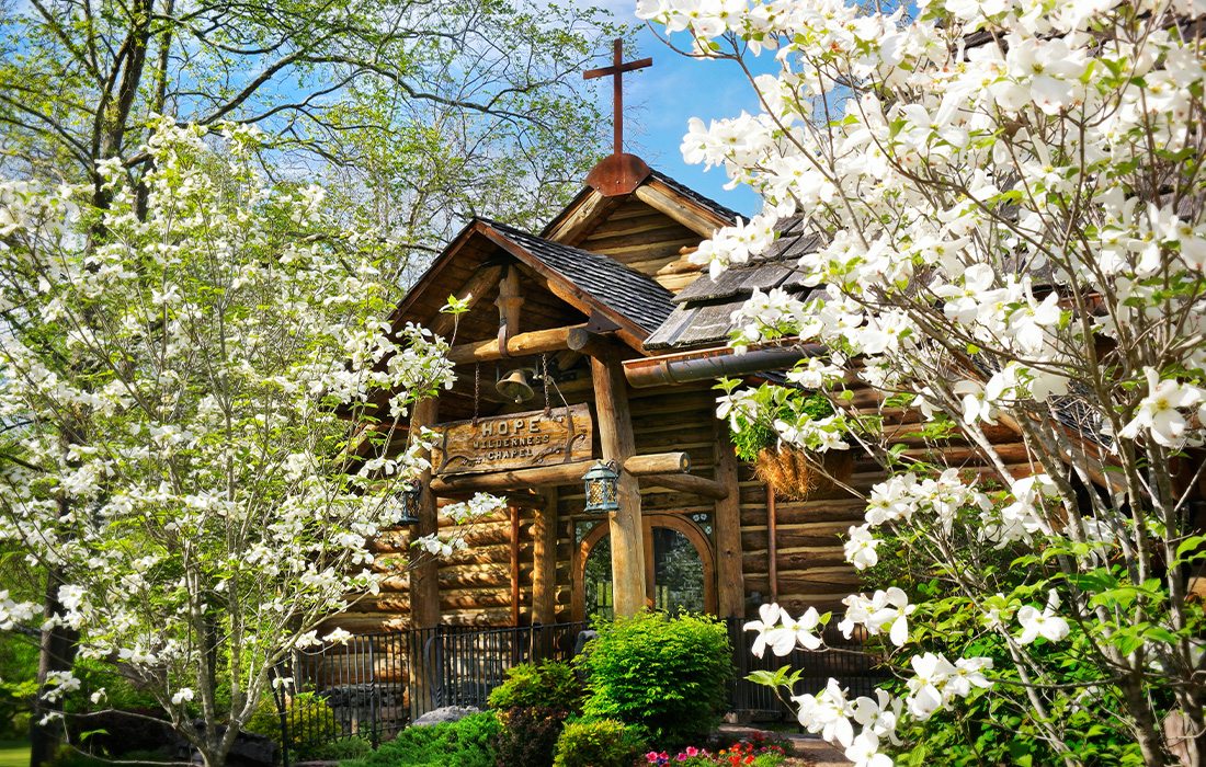 Outside look of chapel at Dogwood Canyon.