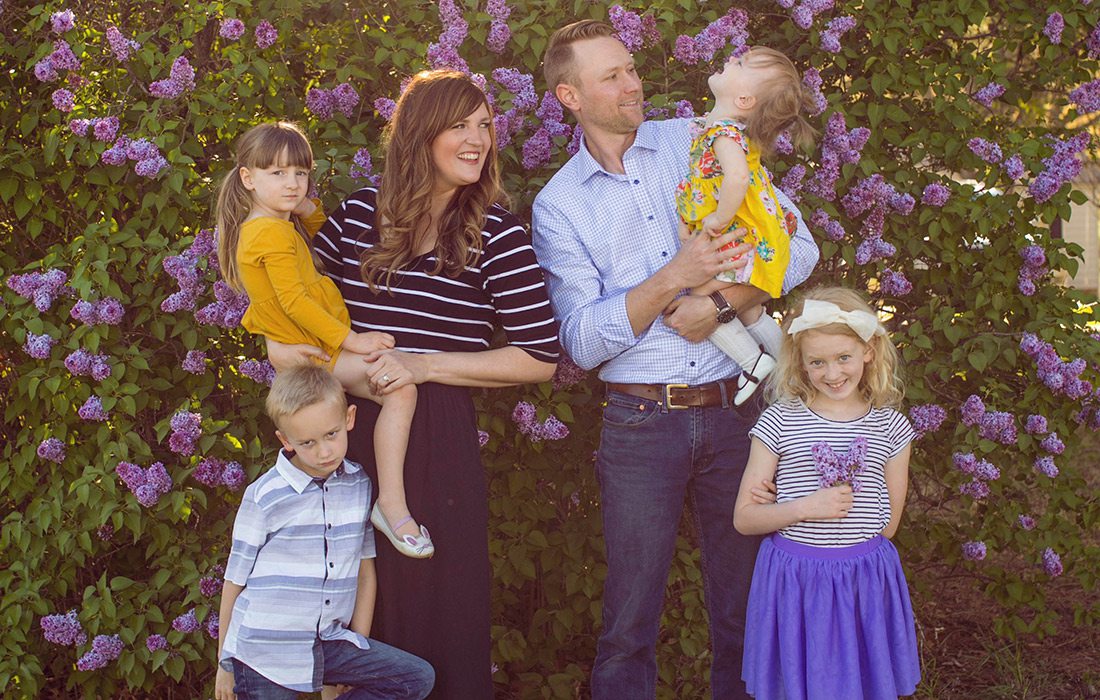 Katie Day with her husband and children.