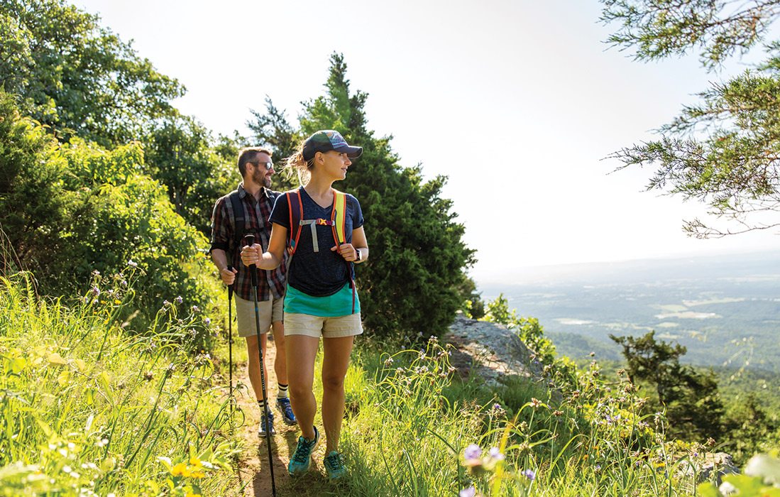 Couple hiking on Mount Magazine in Arkansas