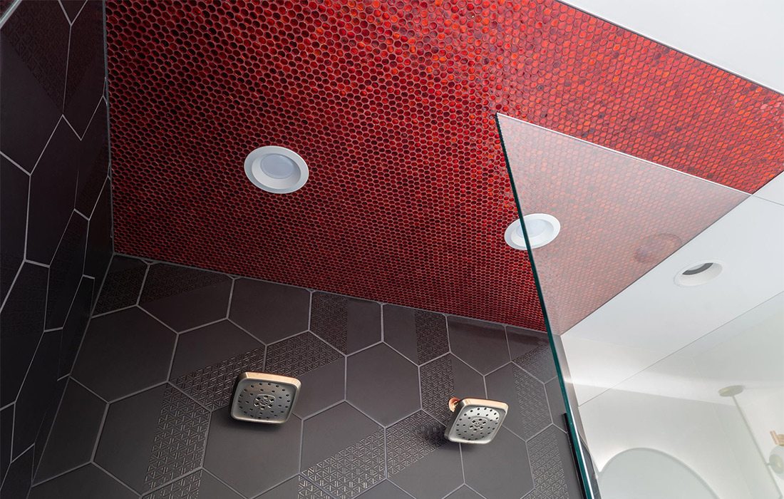 Red shower ceiling in best bathroom winner