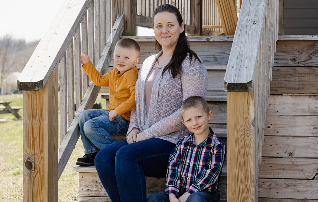 Keri Durban and her two toddlers