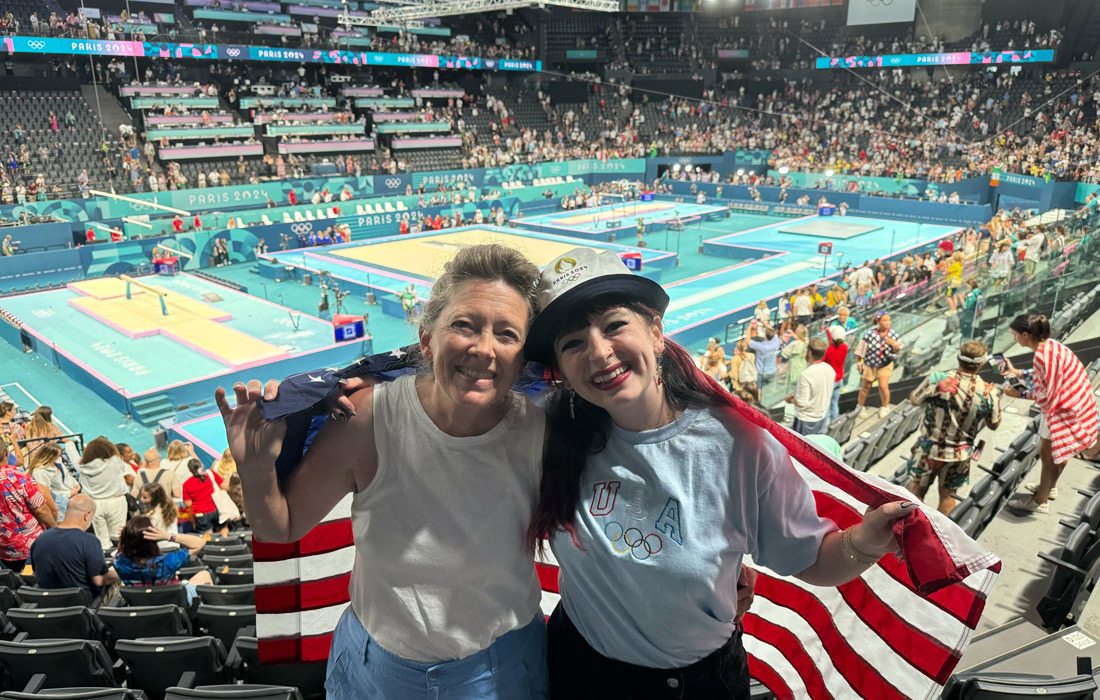 Elizbath VanFosson with her mom at the Paris Olympics