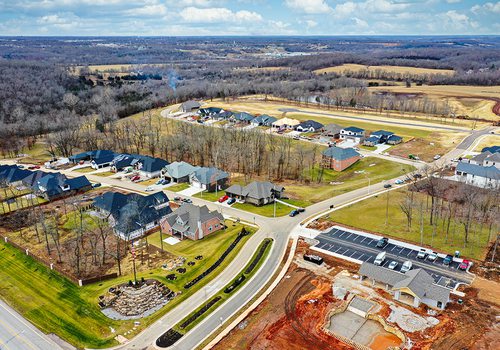 New neighborhood development drone photo