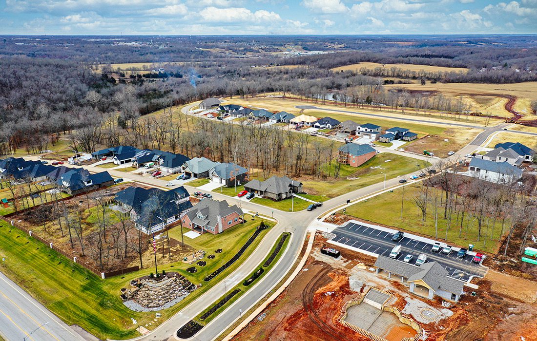 New neighborhood development drone photo