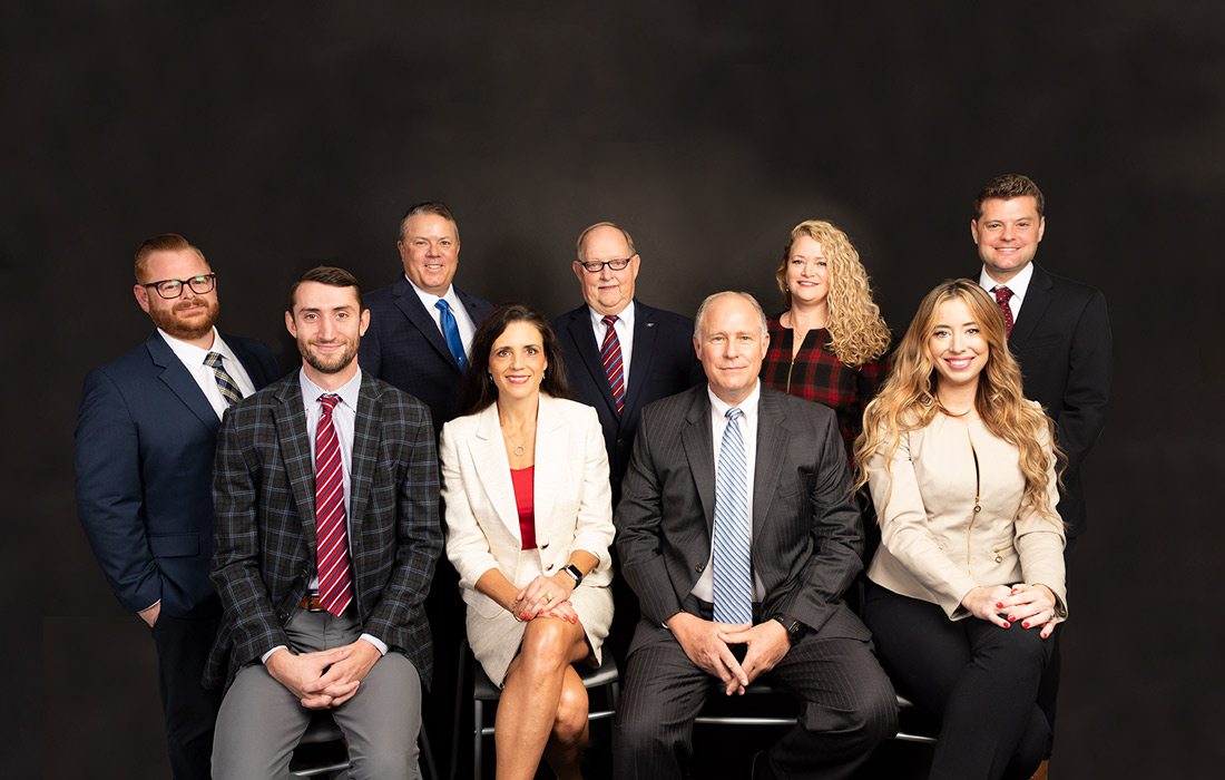 Front Row: Jacob G. Eddy, Associate; Karen L. Johnson, Member; Brad Tuck, Member; Brittany Perry, Senior Associate; Back row: Joshua R. Baker, Senior Associate; Kevin H. Dunaway, Of Counsel; Lynn Rodgers, Of Counsel; Shari L. Lockhart, Member; Dakota Paris, Associate.