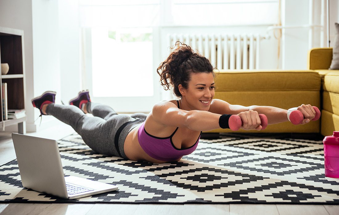 woman working out at home