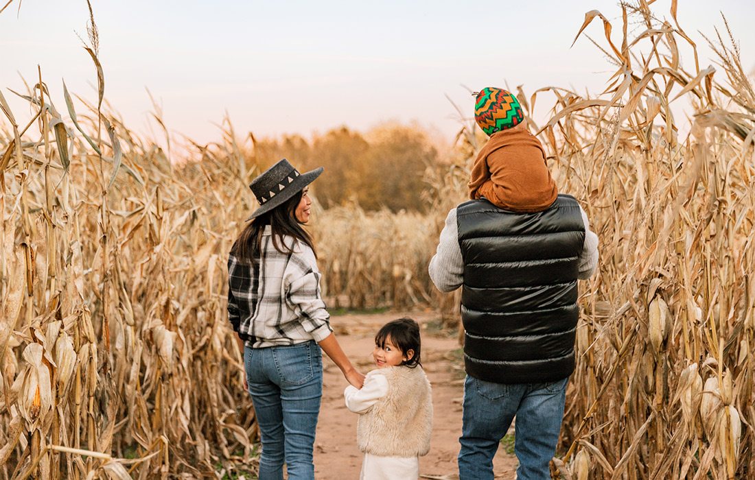 Family in a corn maze in southwest Missouri