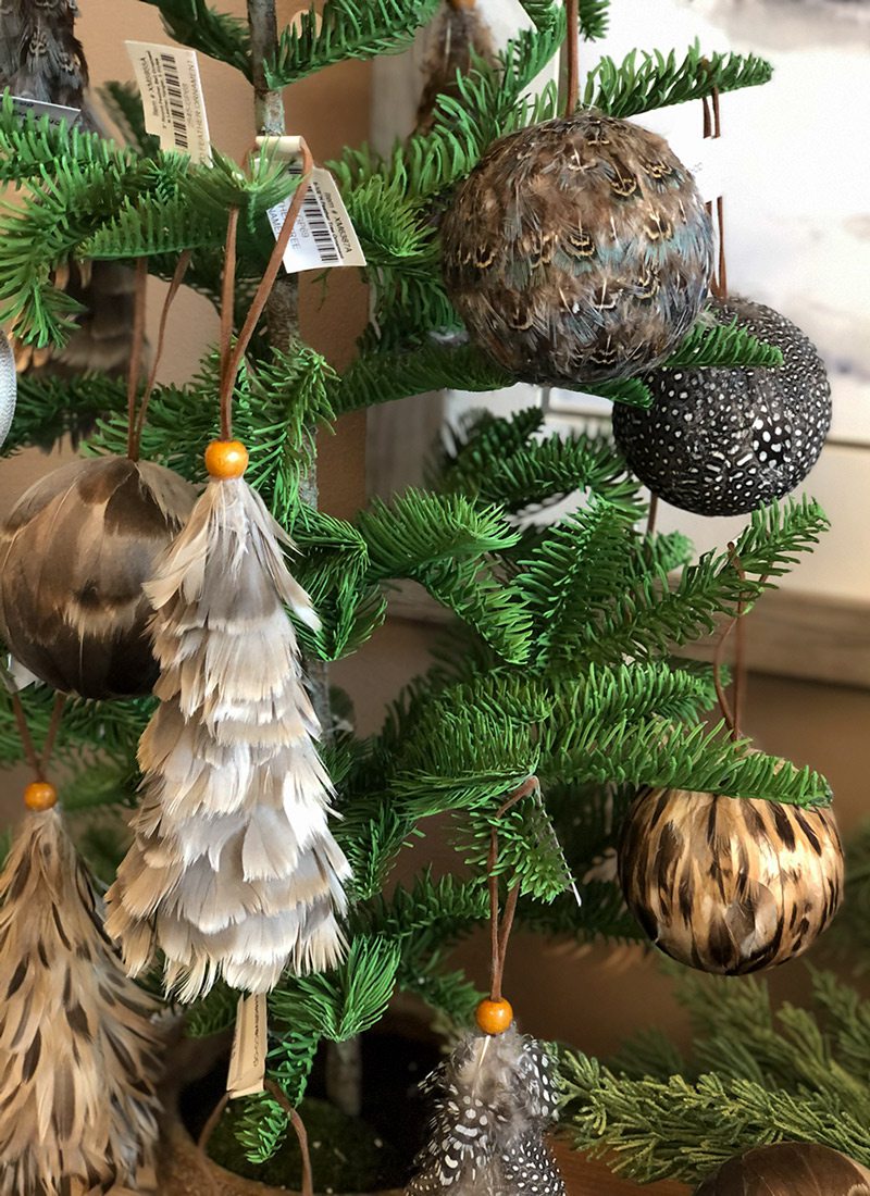 Feathered tree ornaments