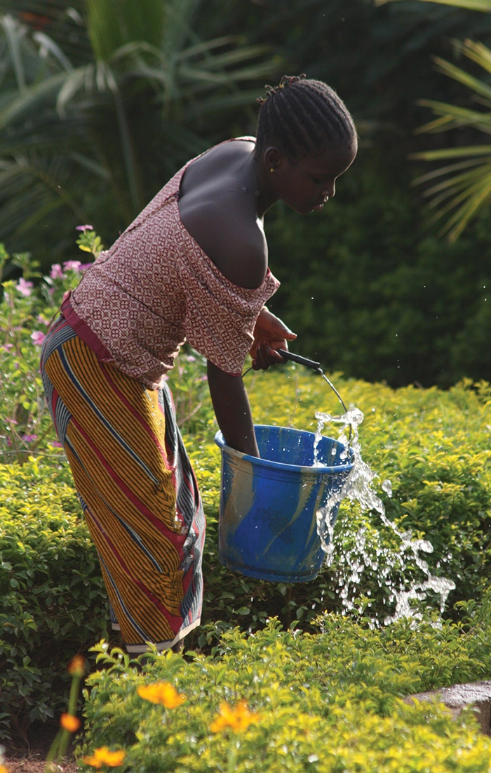 Woman collecting water