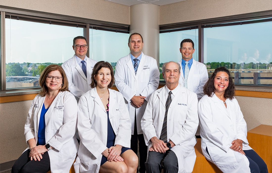Back: Dr. Joseph Haynes, MD; Dr. Scott Ballmann, MD; Dr. Matthew Weis, MD Front: Dr. Kristy McCall, MD; Dr. Mary Duff, MD; Dr. Randy Hill, MD; Dr. Daphne LeMon, MD