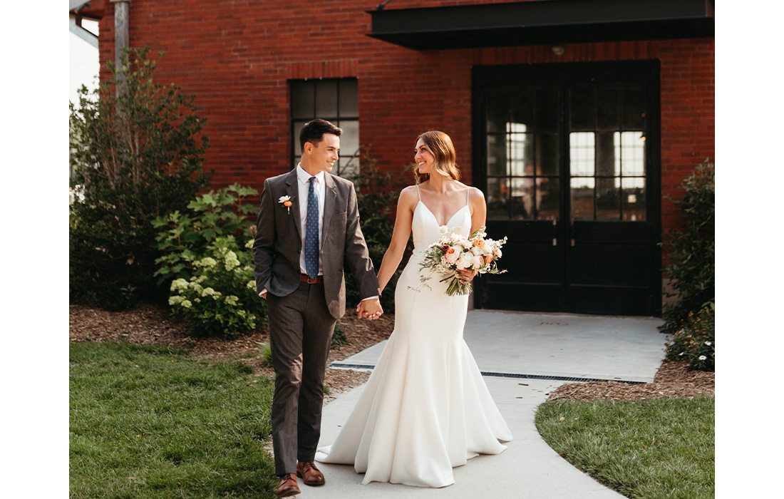 Bride and groom at The Workshop at Finley Farms.