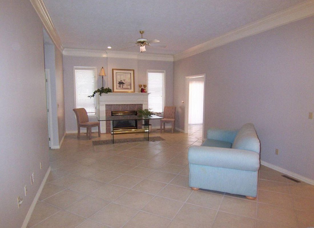 Heather Kane's fireplace before remodel wide angle photo