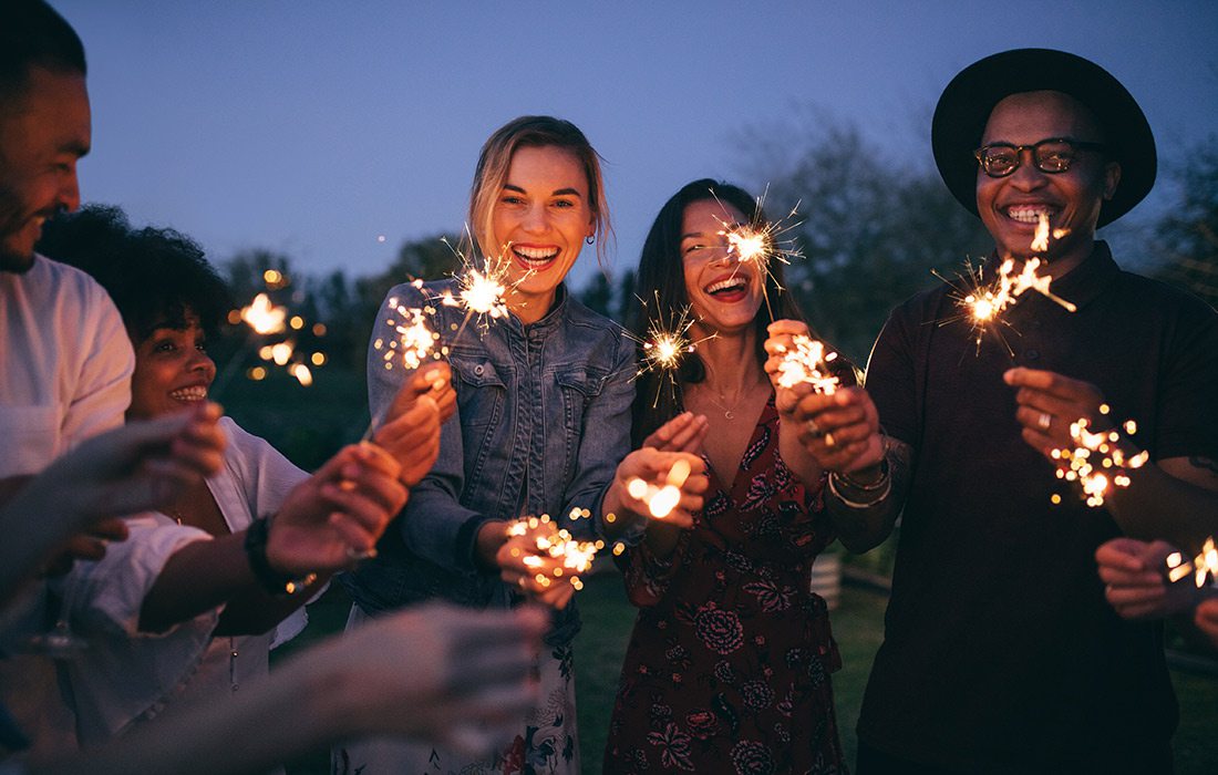 Group of people with sparklers