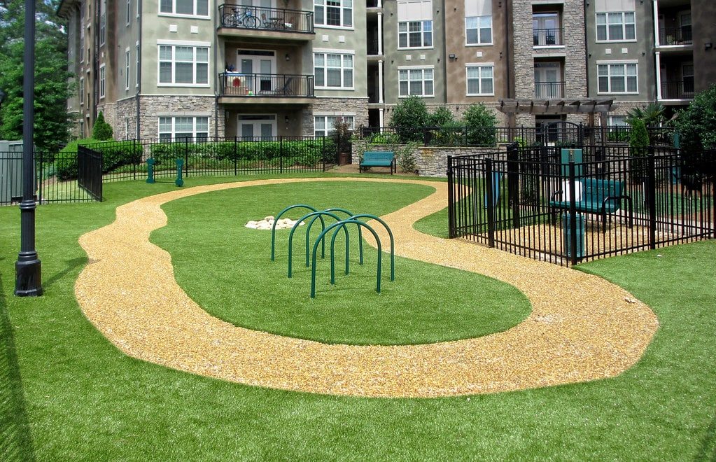 Green space done by ForeverLawn of the Ozarks at an apartment building.