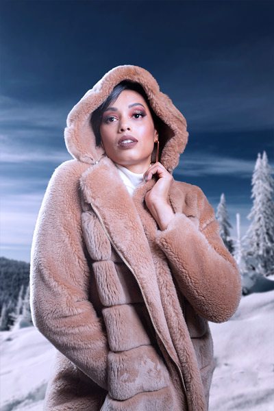 Christina Ford poses for fox fur photoshoot