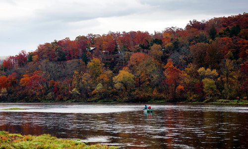 Fishing during the fall season at Gaston's White Rive Resort.