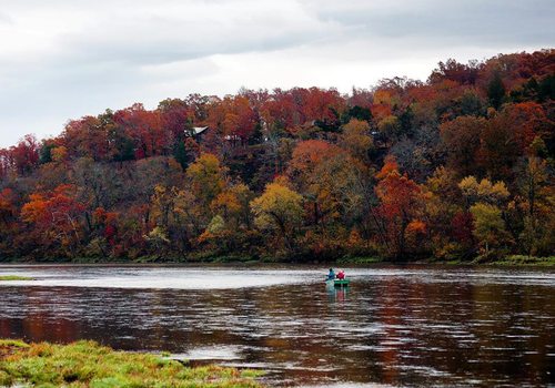 Fishing during the fall season at Gaston's White Rive Resort.
